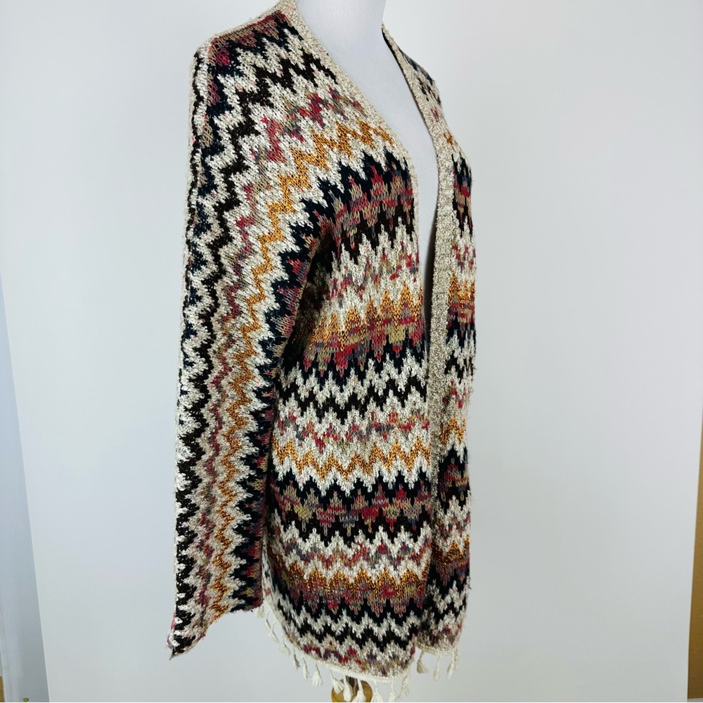 Soft Surroundings Striped Chevron Cardigan Sweater Size Medium - Picture 4 of 13
